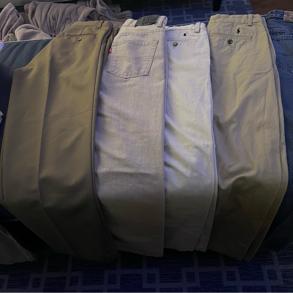 Bundle of 4 pants: Izod dress, Levi khaki jeans, (2) Polo pants All size 12 Boys
